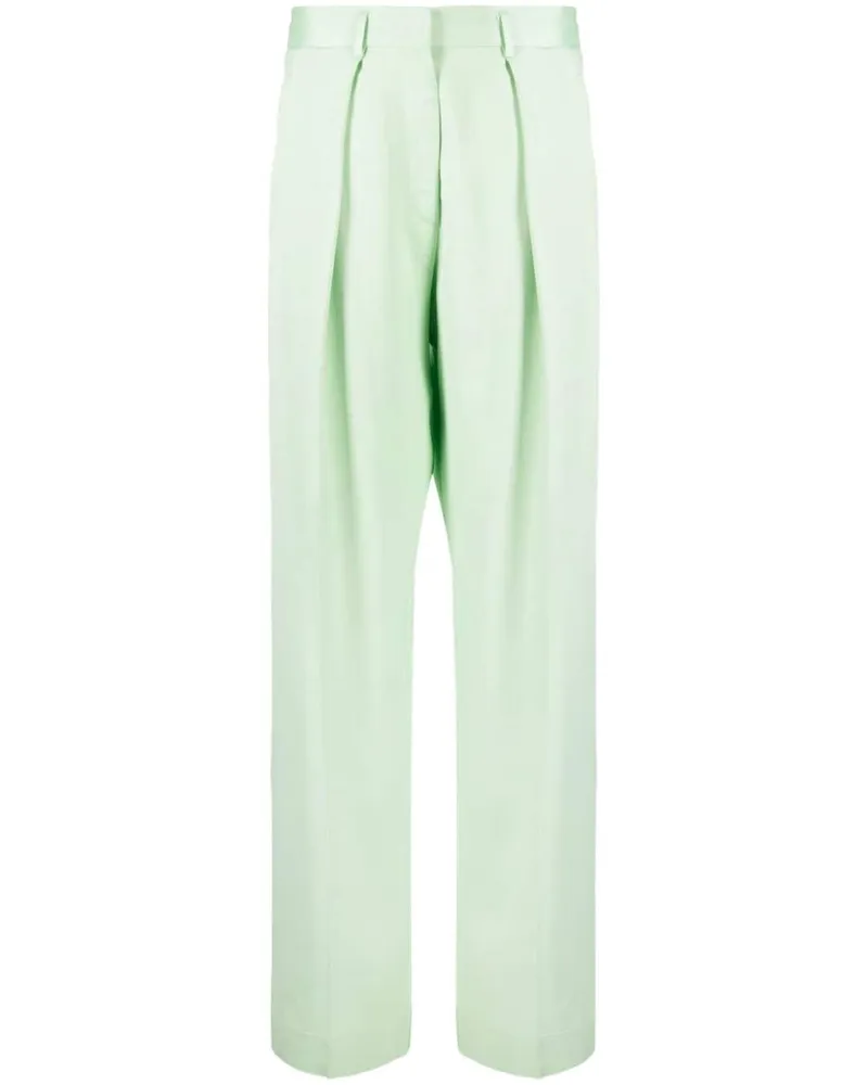 forte_forte Weite Hose mit Faltendetail - Grün Grün