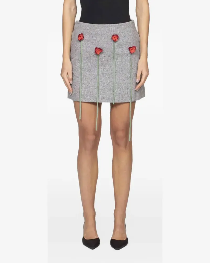Moschino flower-embellished silk mini skirt - Grau Grau