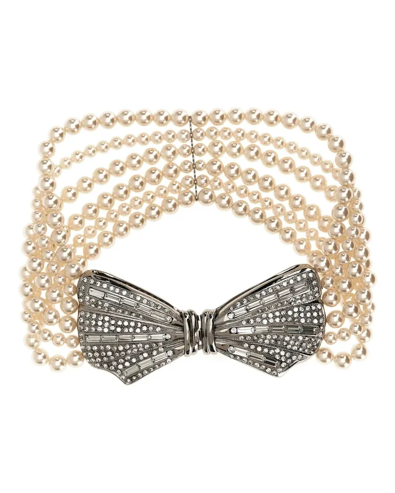 Alessandra Rich Choker mit Perlen - Nude Nude