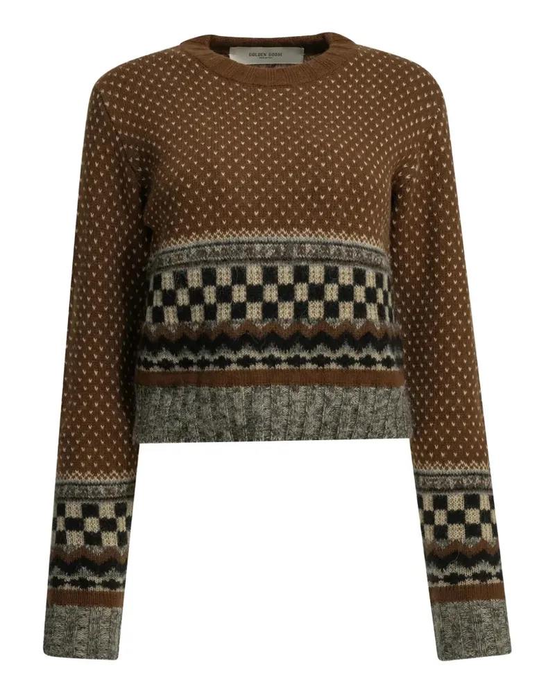 Golden Goose Intarsien-Pullover mit Schachbrettmuster - Braun Braun