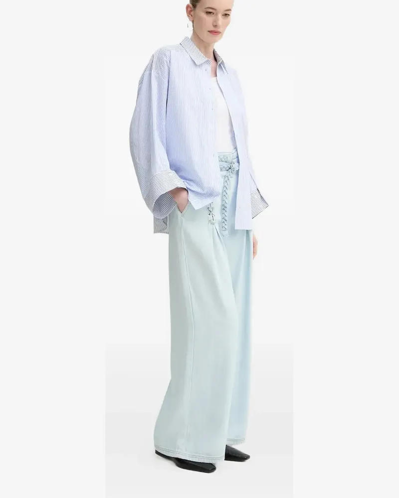 MUNTHE Wide-Leg-Jeans mit geflochtener Schnürung - Blau Blau