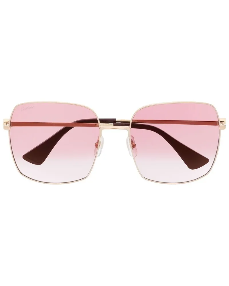 Cartier Eckige Brille mit Logo-Gravur - Gold Gold