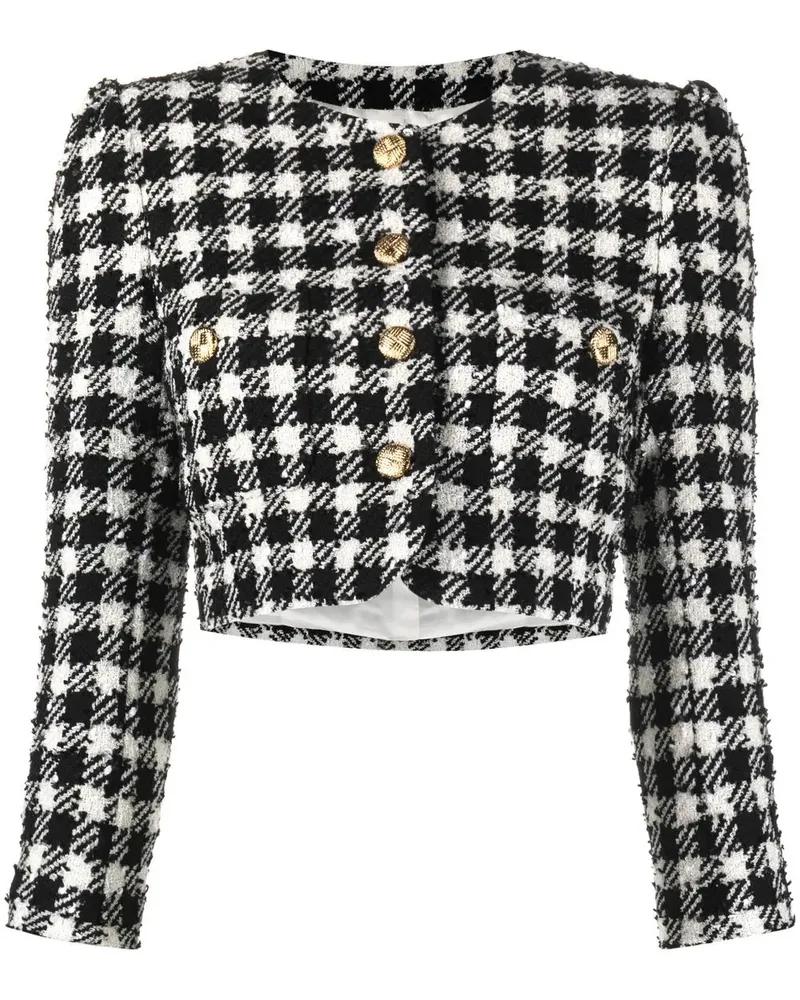 Alessandra Rich Vichy cropped tweed jacket - Schwarz Schwarz