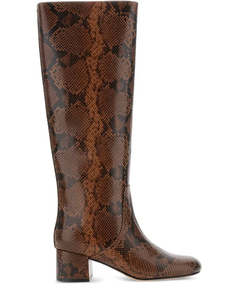 Twin-Set Blockabsatz-Stiefel mit Schlangen-Print 50mm - Braun Braun