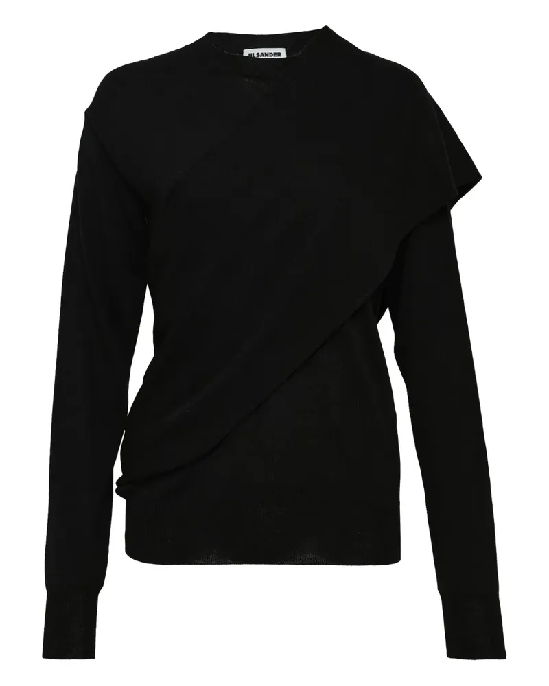 Jil Sander Sweatshirt mit drapiertem Einsatz - Schwarz Schwarz