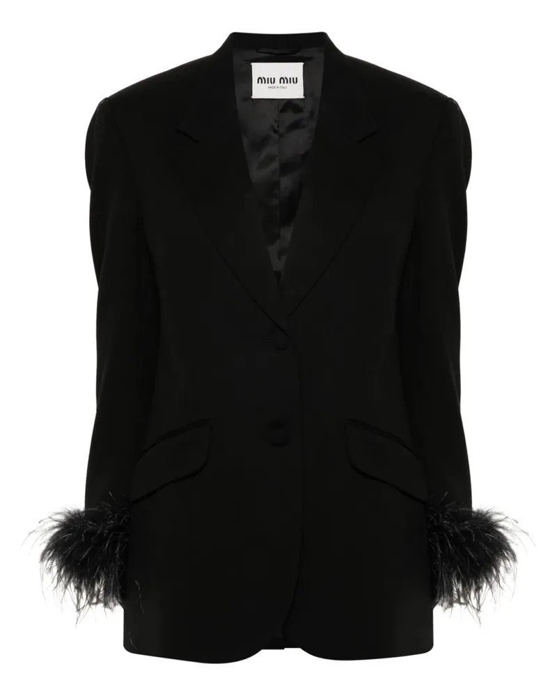 Miu Miu Blazer mit Federn - Schwarz Schwarz