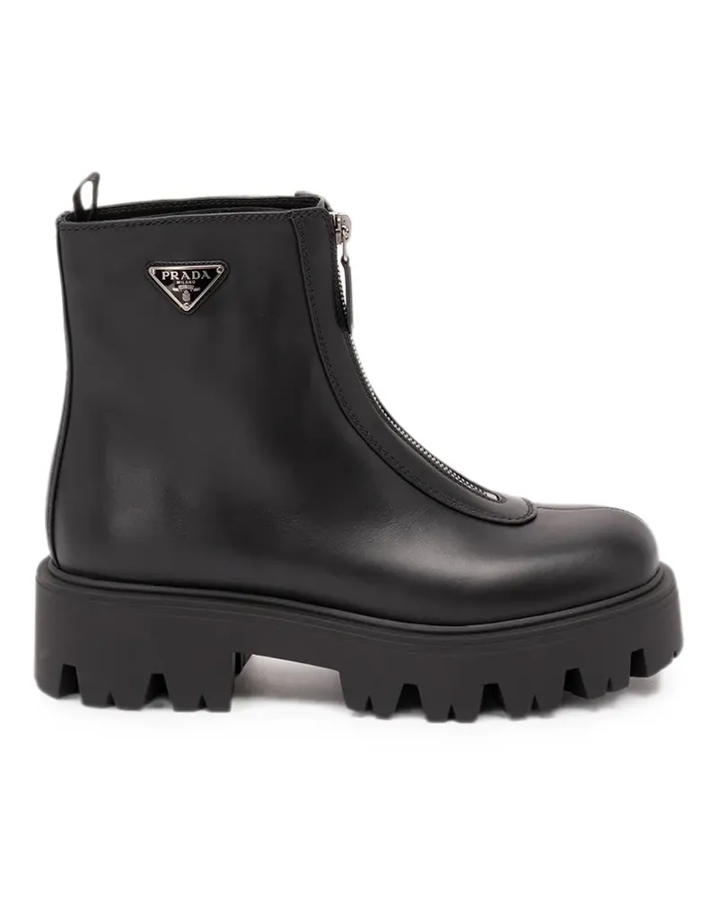 Prada zipper leather boots - Schwarz Schwarz