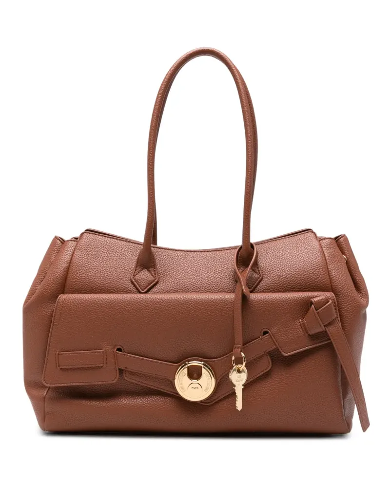 Moschino Tote Bag mit Logo-Schild - Braun Braun