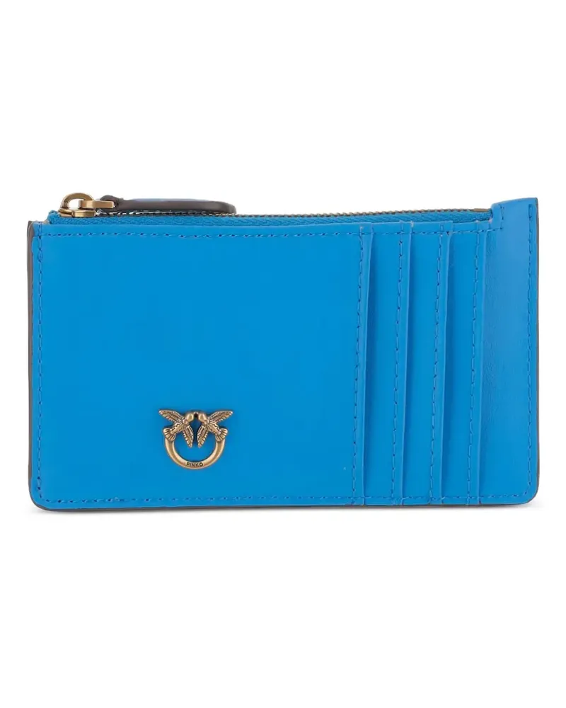 Pinko Reißverschluss-Kartenetui mit Logo-Schild - Blau Blau