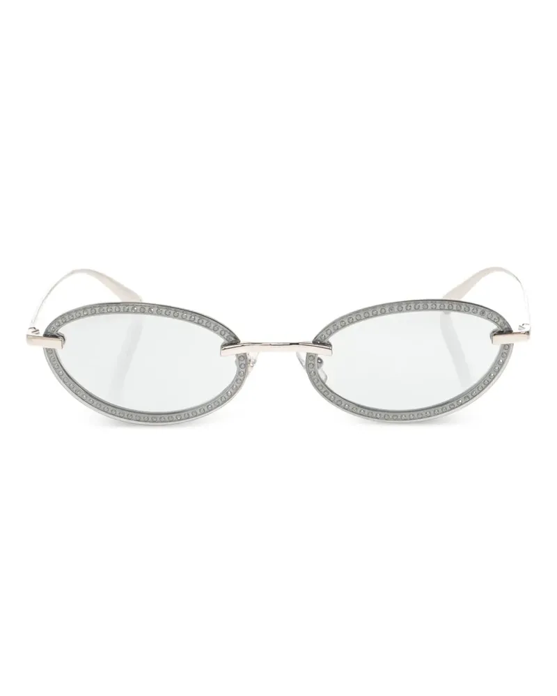 Jimmy Choo crystal-embellished oval-frame sunglasses - Silber Silber