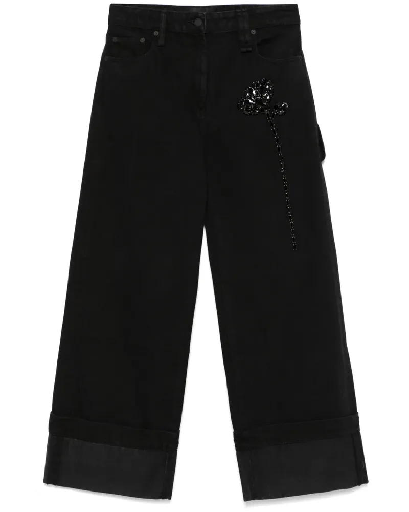 Simone Rocha Jeans mit Carnation-Verzierung - Schwarz Schwarz