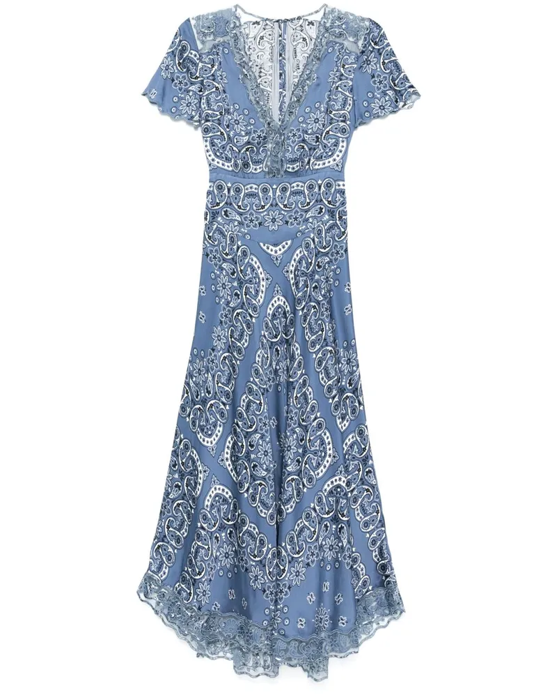 Maje Midikleid mit Blumen-Print - Blau Blau
