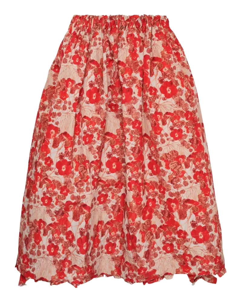 Comme des Garçons Rock mit Blumen-Print - Rot Rot