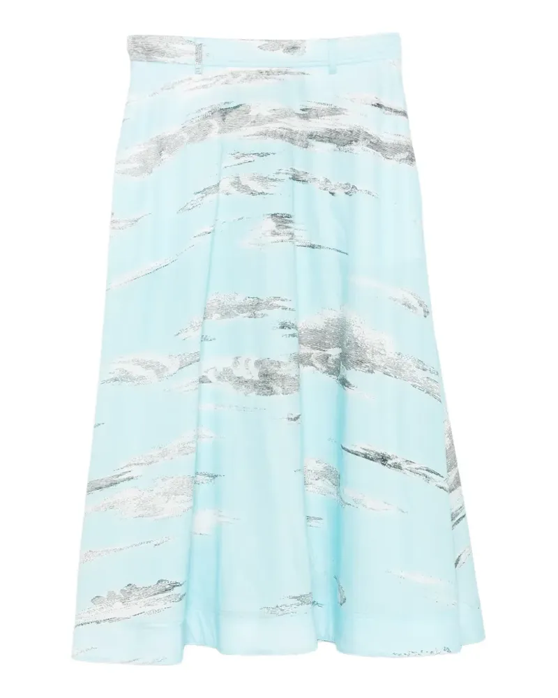Moschino cloud-print cotton midi skirt - Blau Blau