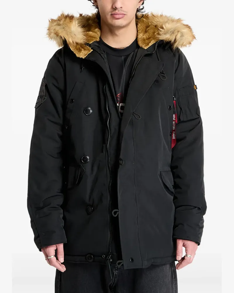 Alpha Industries Explorer Parka mit Pelzbesatz - Schwarz Schwarz