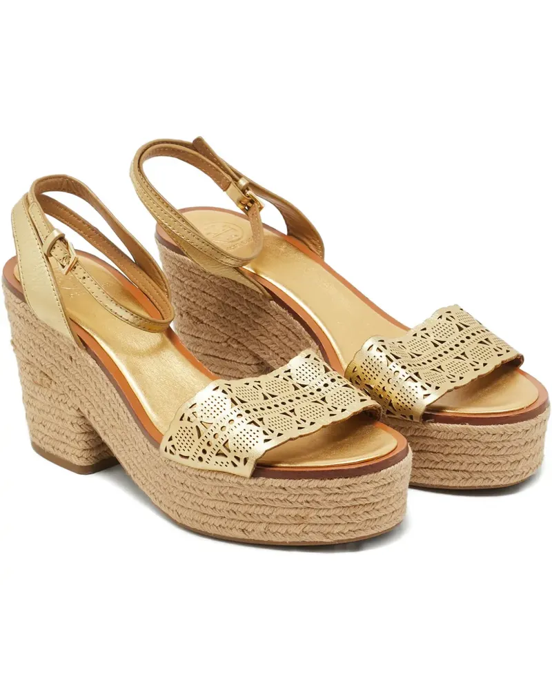 Tory Burch Roselle cutout platform espadrilles - Gold Gold