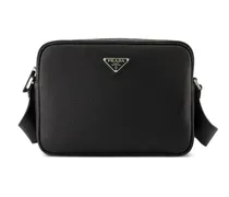 Schultertasche mit Logo-Schild - Schwarz