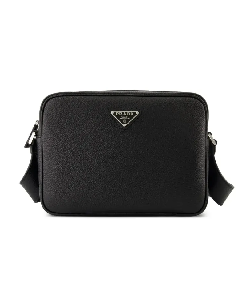 Prada Schultertasche mit Logo-Schild - Schwarz Schwarz
