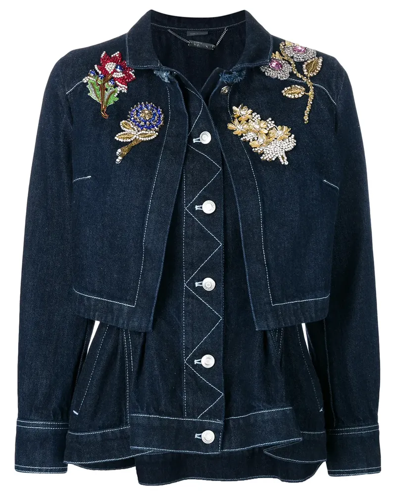 Alexander McQueen Bestickte Jeansjacke im Lagen-Look - Blau Blau