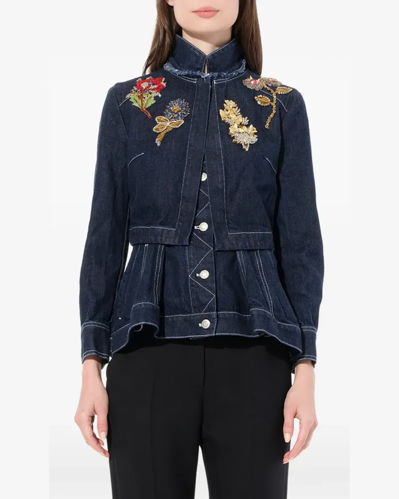 Alexander McQueen Bestickte Jeansjacke im Lagen-Look - Blau Blau