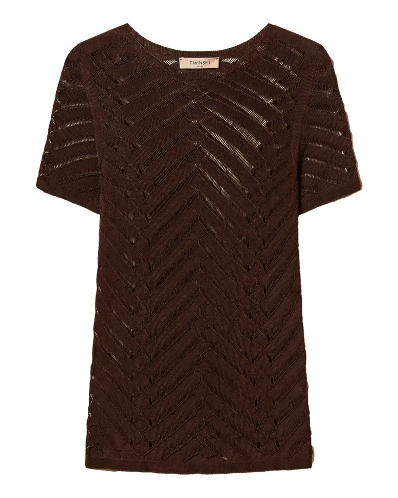 Twin-Set chevron knitted T-shirt - Braun Braun