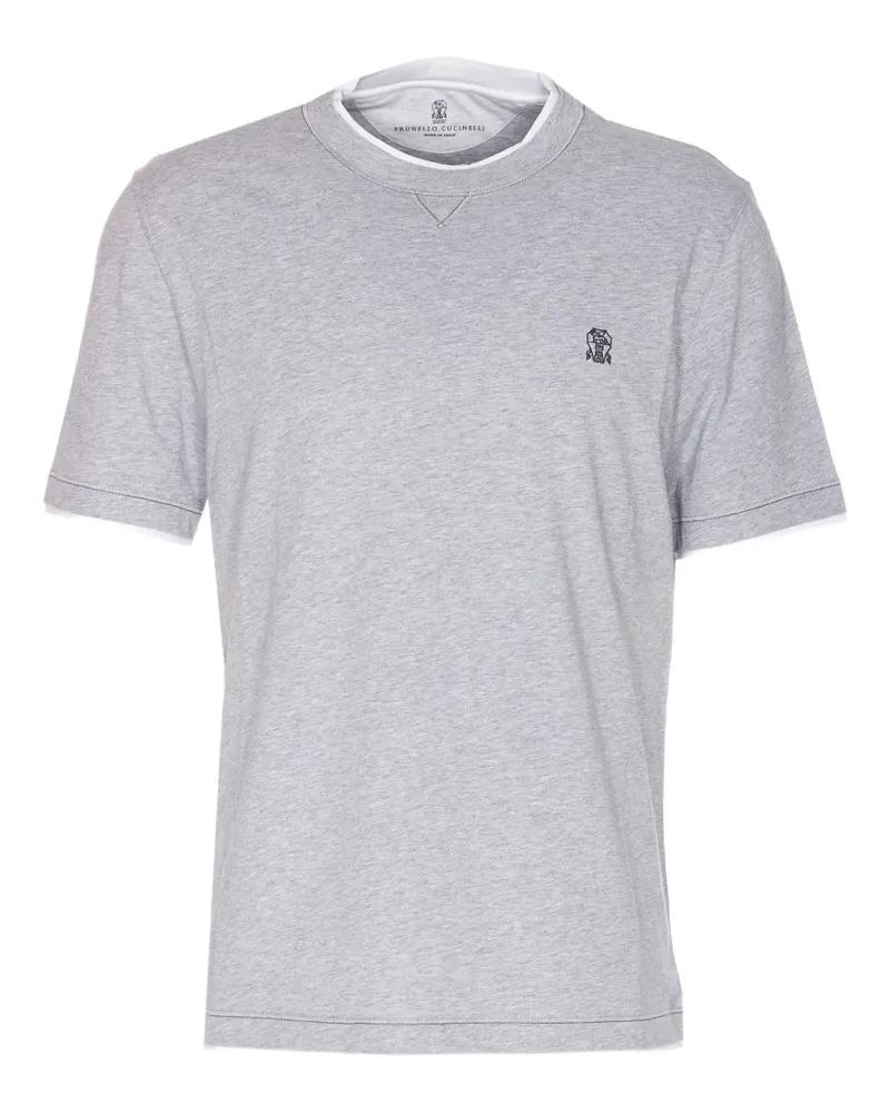 Brunello Cucinelli T-Shirt mit Logo-Stickerei - Grau Grau