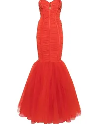 Elisabetta Franchi Gerafftes Maxikleid Rot