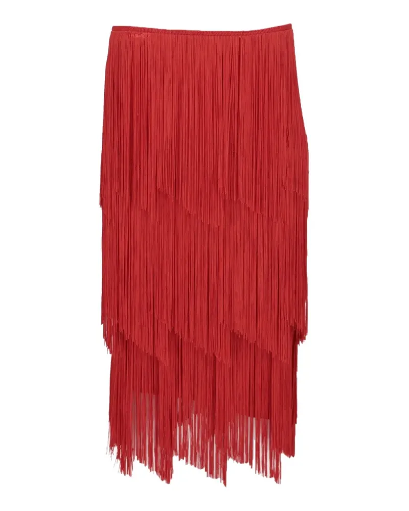 Tom Ford fringed tiered midi skirt - Rot Rot