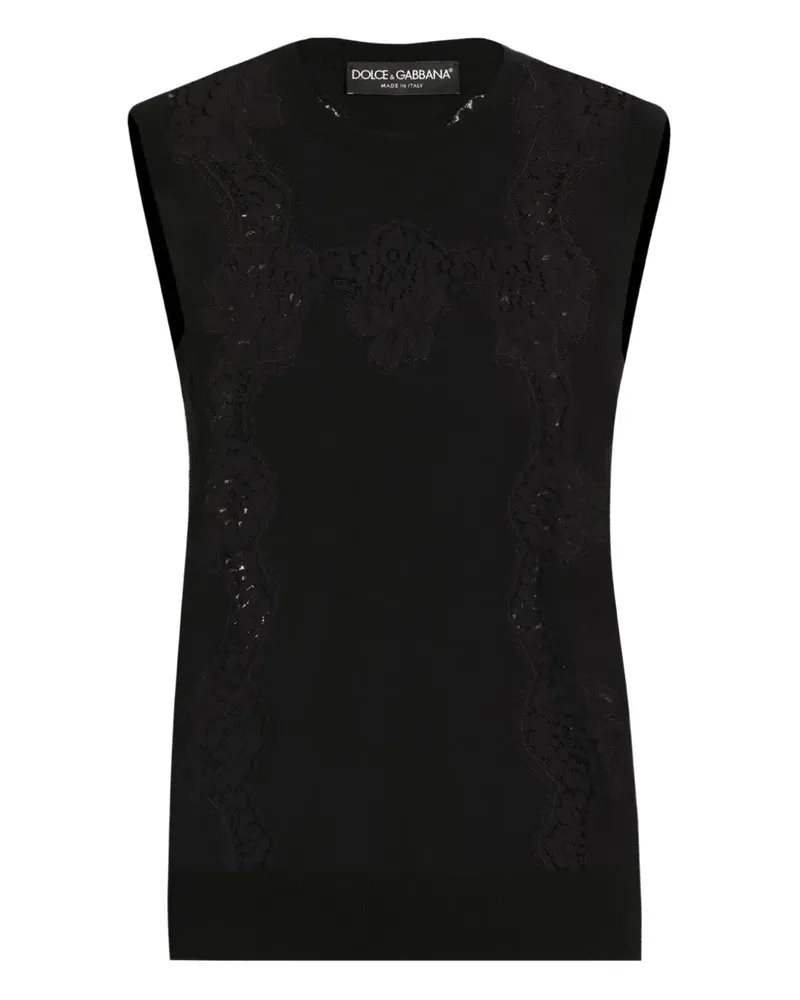 Dolce & Gabbana Top mit Spitzeneinsatz - Schwarz Schwarz