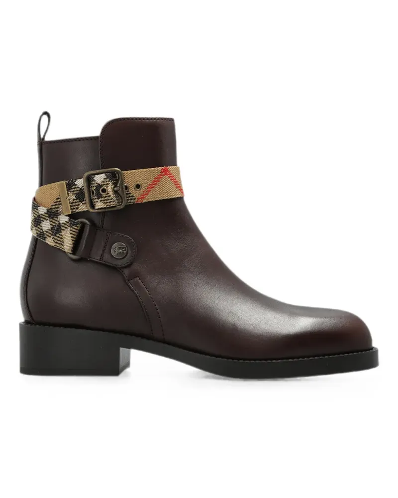 Burberry check-strap leather ankle boots - Braun Braun