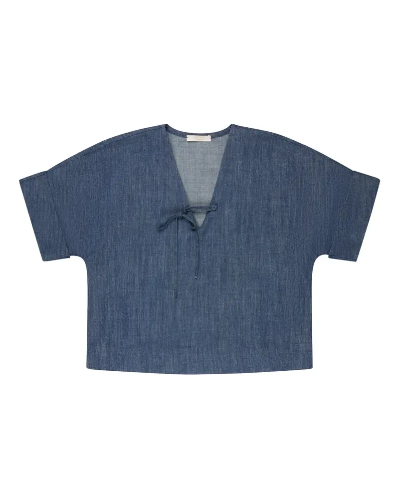 Glanshirt tie-detail denim T-shirt - Blau Blau