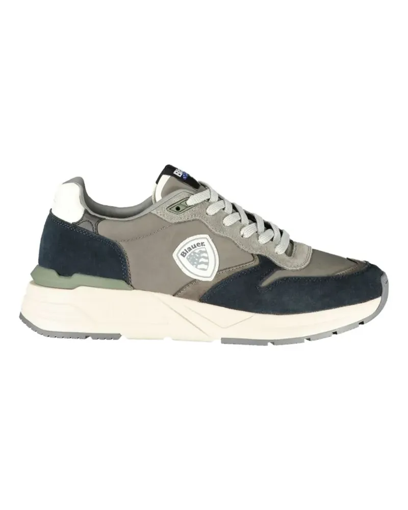 Blauer colour-block leather sneakers - Grau Grau