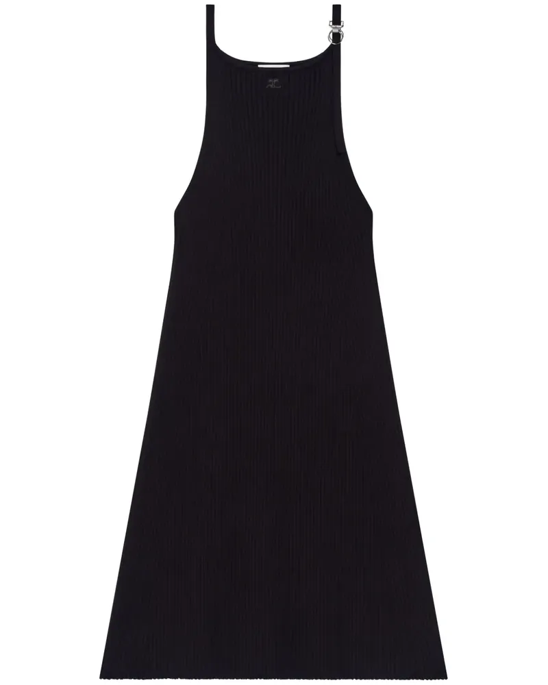 Courrèges Geripptes Kleid mit Schnalle - Schwarz Schwarz
