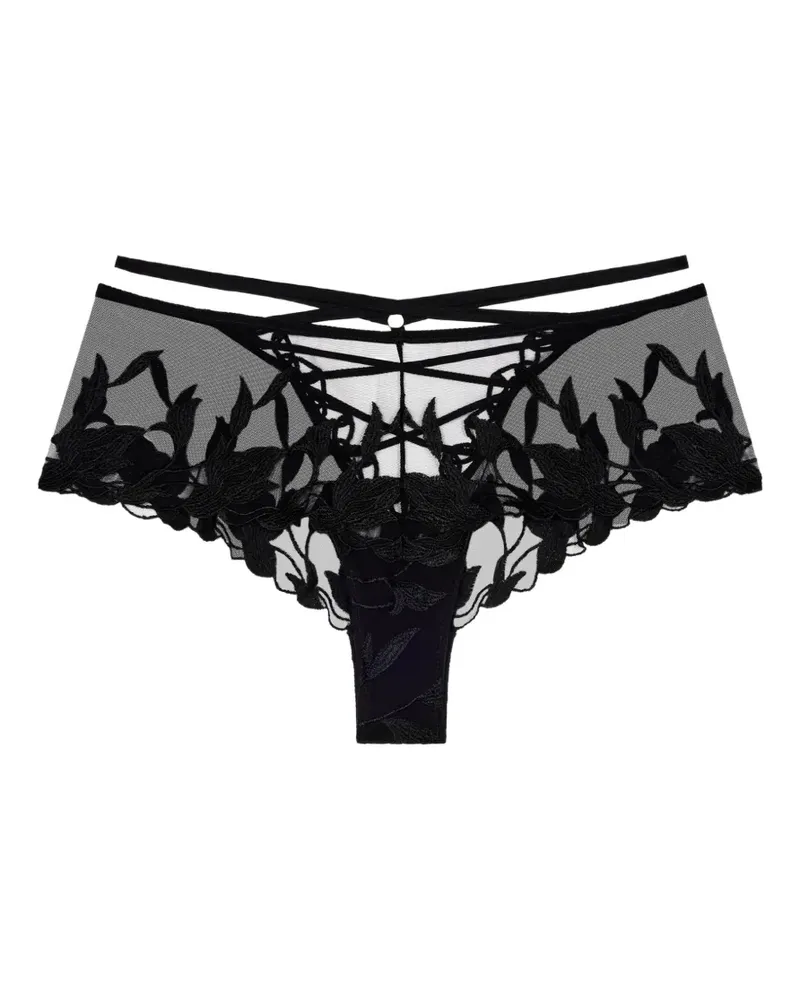 Aubade Slip mit Stickerei und Schnürung - Schwarz Schwarz