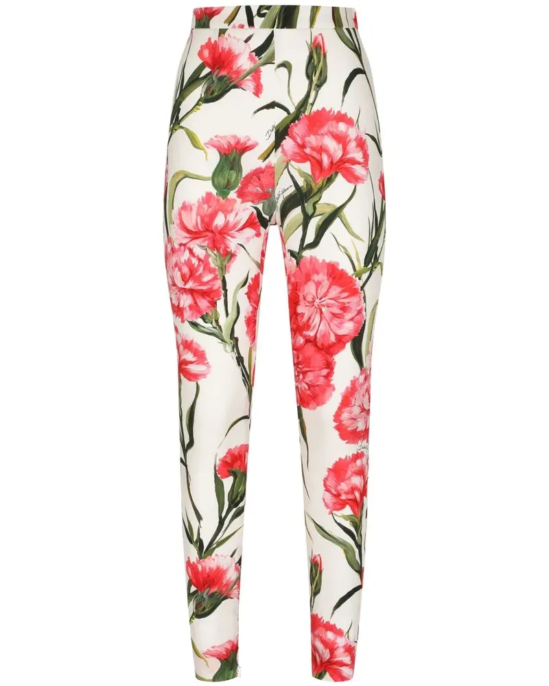 Dolce & Gabbana Leggings mit Blumen-Print - Weiß Weiß