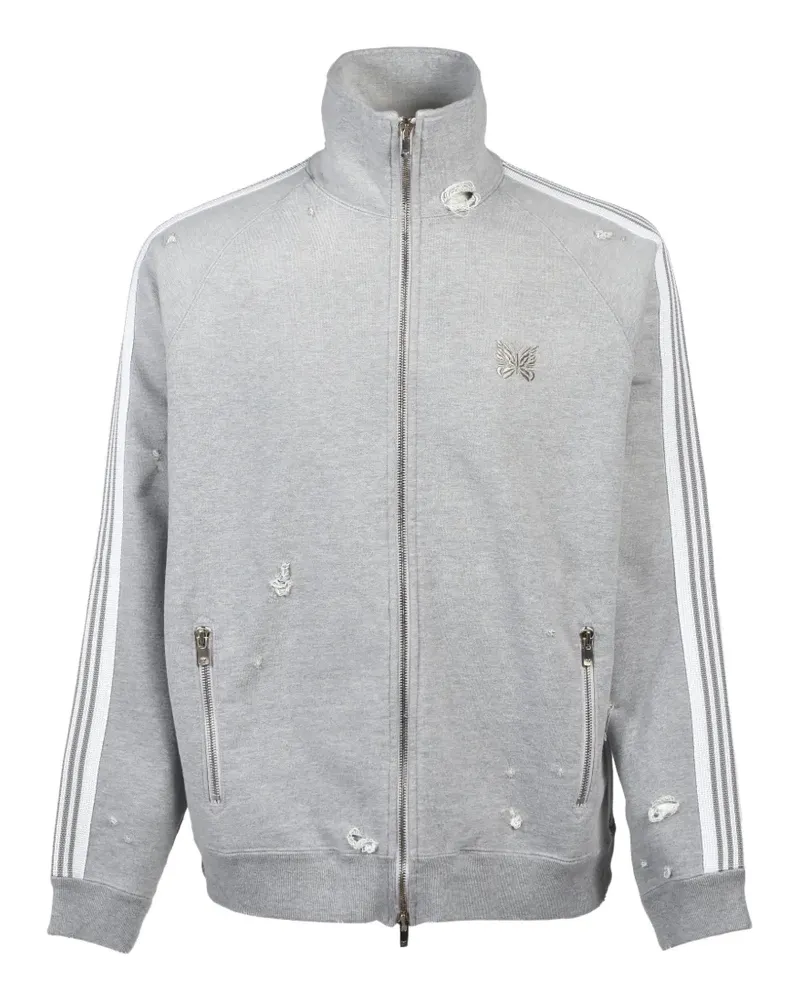 NEEDLES damaged cotton-jersey track jacket - Grau Grau