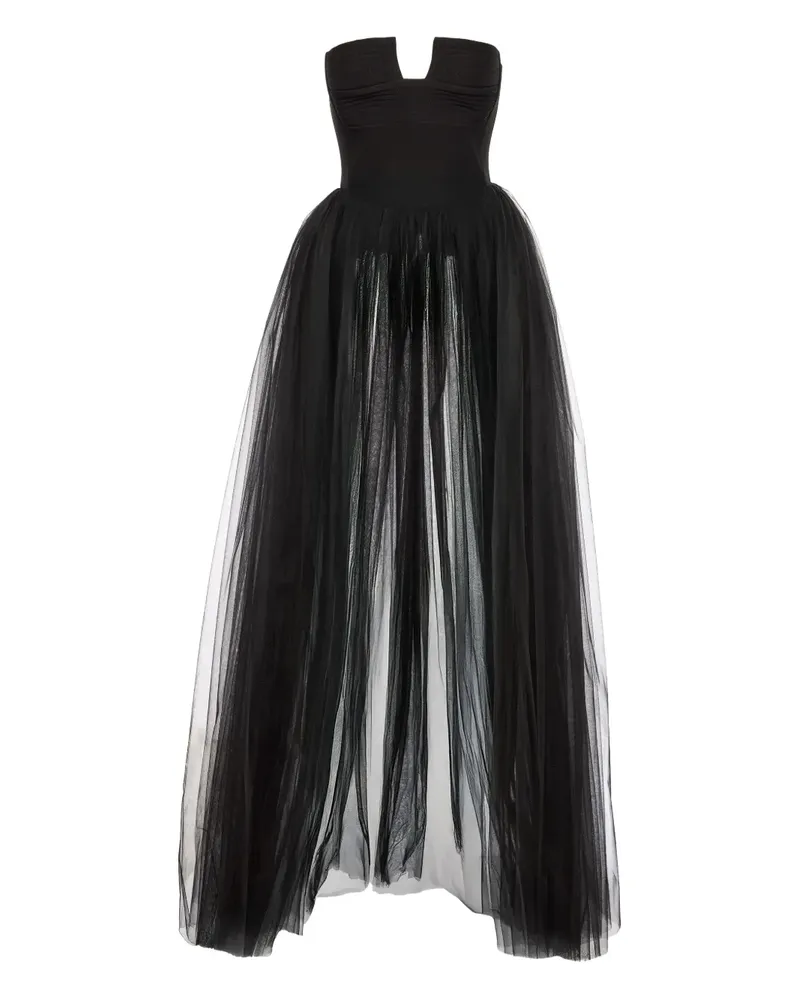 V:PM ATELIER Lisa strapless tulle-panel top - Schwarz Schwarz