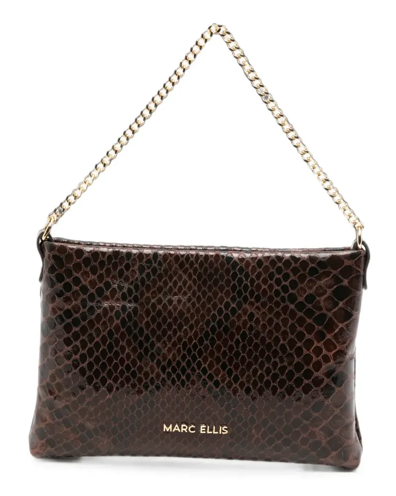 MARC ELLIS Ester Py snake-effect leather shoulder bag - Braun Braun