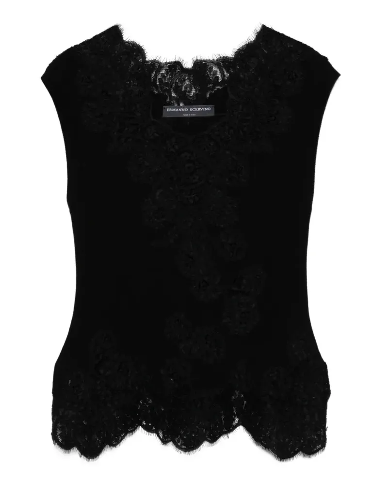 Ermanno Scervino lace-trim top - Schwarz Schwarz