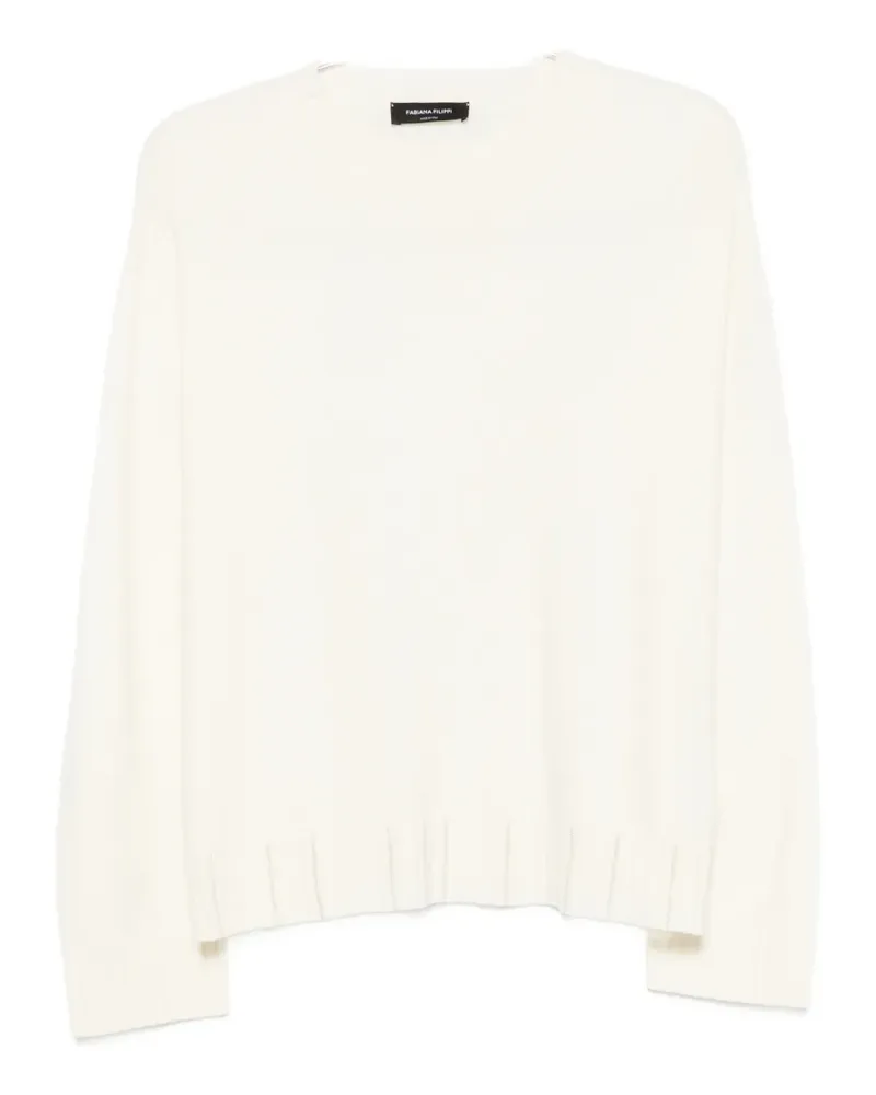 Fabiana Filippi ribbed-trim crew-neck sweater - Nude Nude