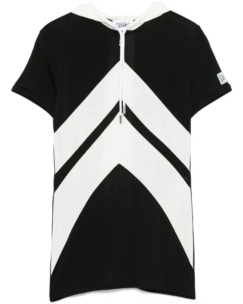 Jean Paul Gaultier Kapuzen-T-Shirt mit Zickzackmuster - Schwarz Schwarz