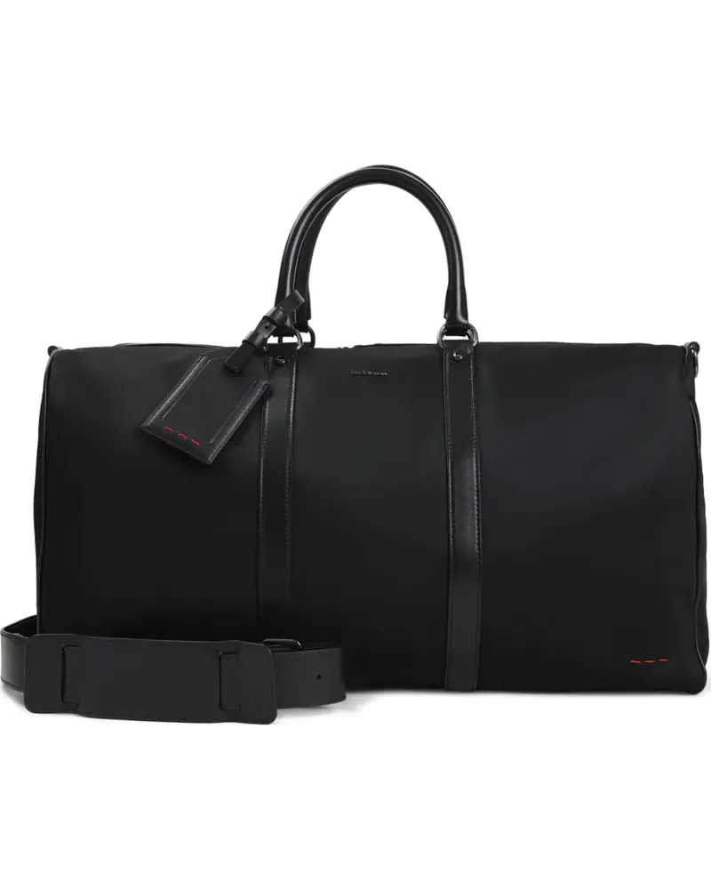 Kiton Reisetasche mit Lederbesatz - Schwarz Schwarz