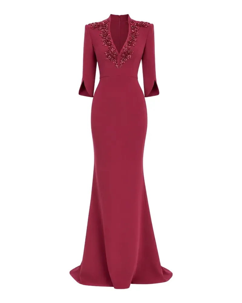 Badgley Mischka Maxikleid mit V-Ausschnitt - Rot Rot