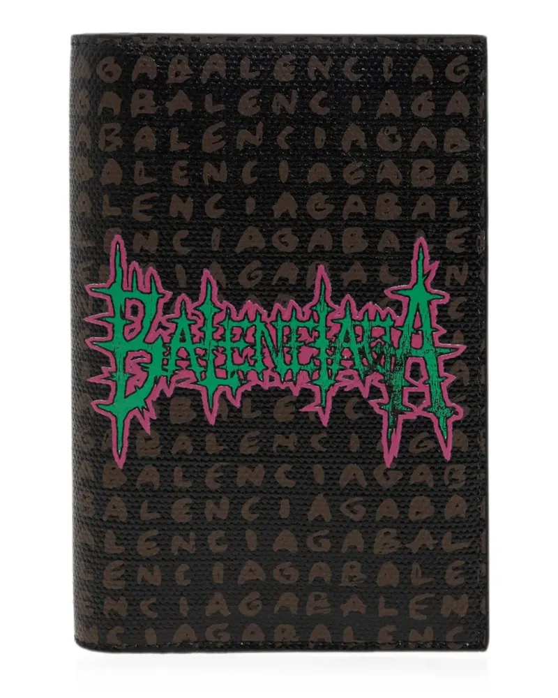 Balenciaga Pass-Etui mit Logo-Print - Schwarz Schwarz
