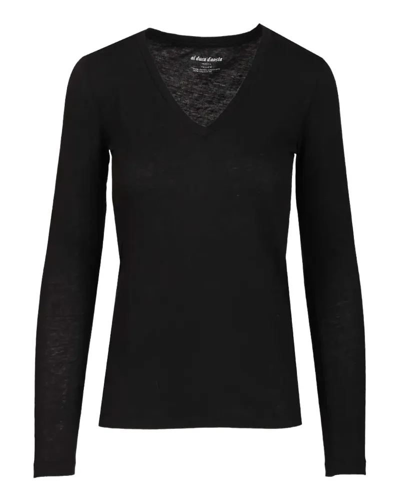 Al Duca D’Aosta 1902 long-sleeve V-neck t-shirt - Schwarz Schwarz