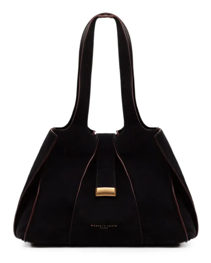 FESTA Milano Eloise large suede tote bag - Schwarz Schwarz