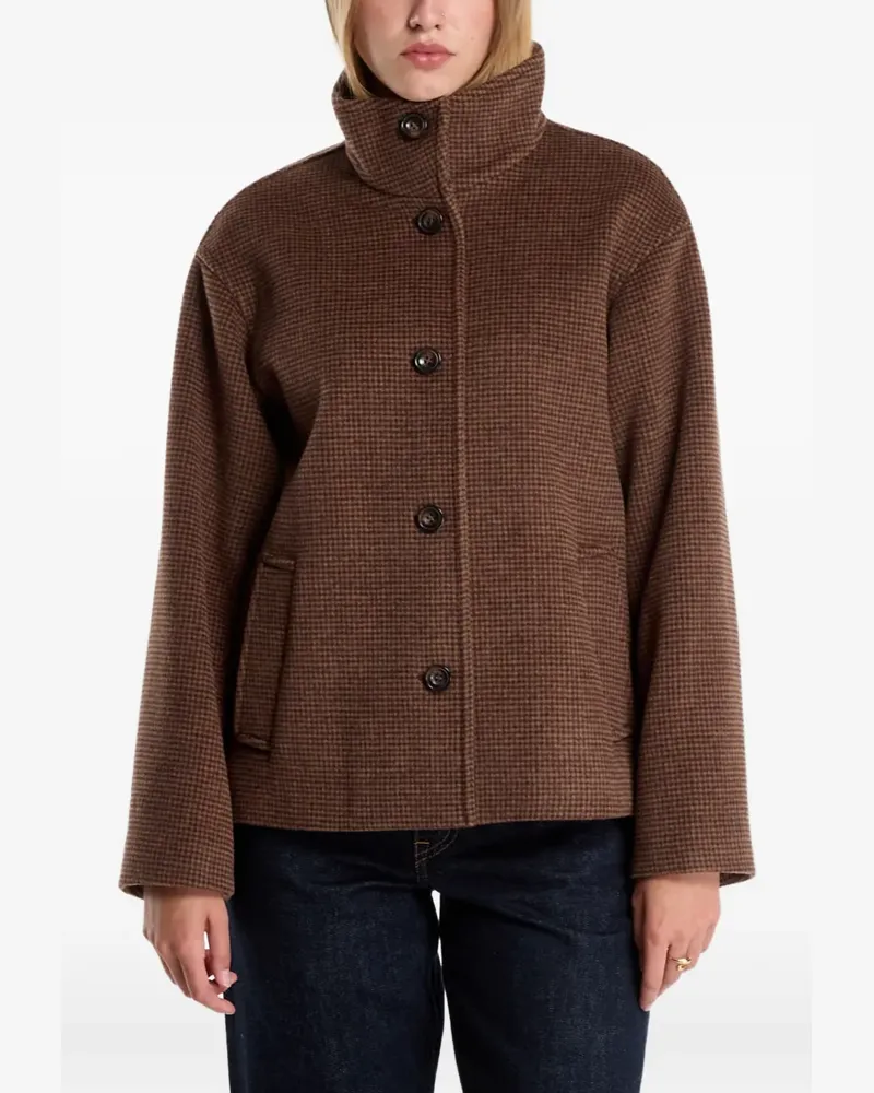 Gant houndstooth-pattern high-neck coat - Braun Braun