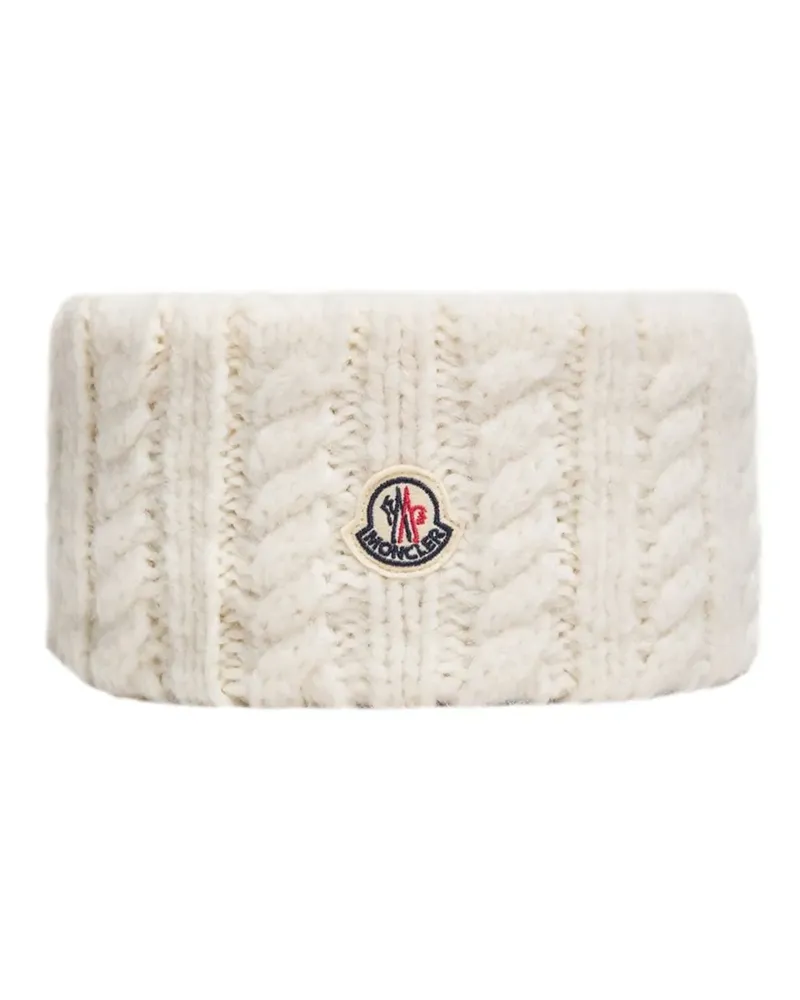 Moncler Haarreif mit Zopfmuster und Logo-Patch - Weiß Weiß
