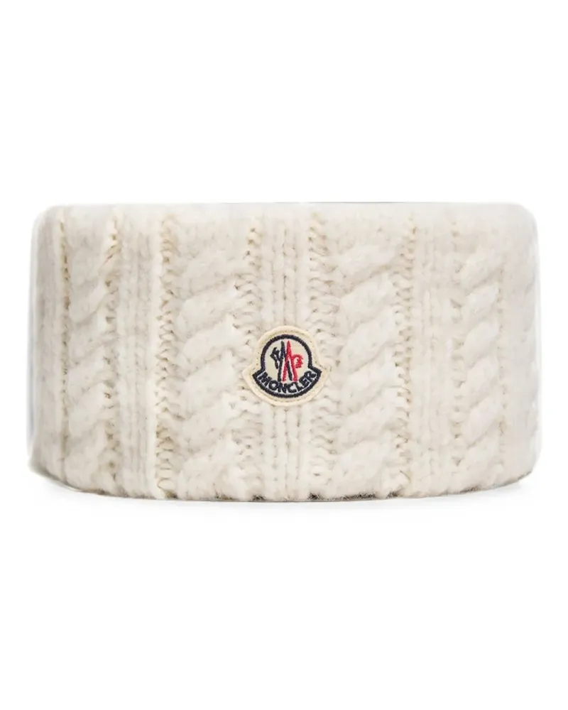 Moncler cable-knit logo-patch headband - Weiß Weiß