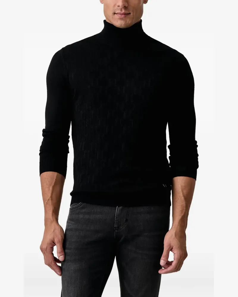 Karl Lagerfeld Rollkragenpullover mit Monogramm - Schwarz Schwarz